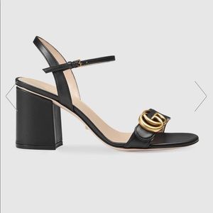 SOLD ****Gucci leather mid heel sandal black